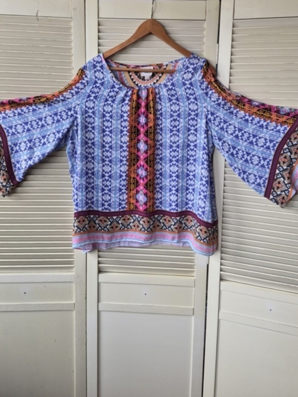 ECI New York Cold Shoulder Boho Blouse Size XL
